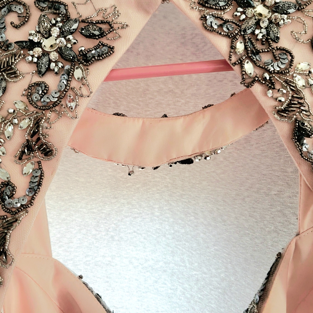 Terani Couture Cream and Gray Prom Dress with Intricate Embellishments - Picture 9 of 9